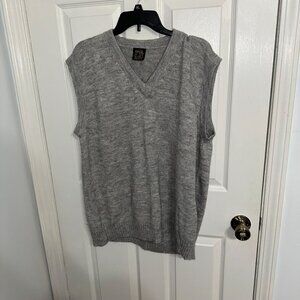 Vintage Gray Alpaca Wool Sleeveless V-Neck Sweater Vest Made In Peru